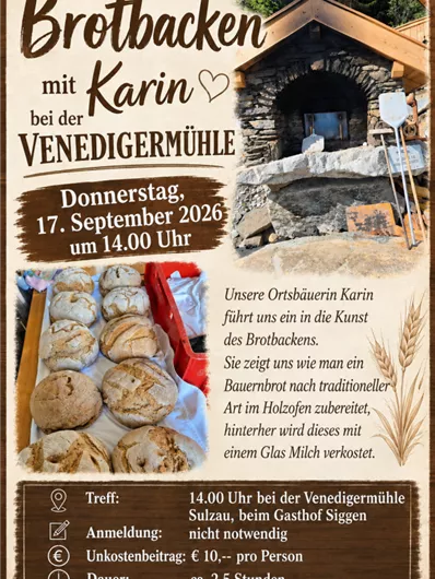 Ein Bäcker knetet Teig auf einer Holzarbeitsfläche. Im Hintergrund brennt ein Kamin und frisches Brot liegt bereit.