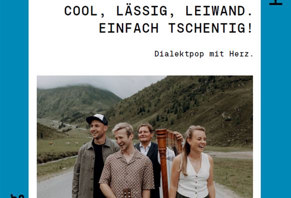 Ein Konzertplakat für die Band Tschentig. Die Veranstaltung findet am Freitag, den 18. September, im cinétheatro Neukirchen statt.
