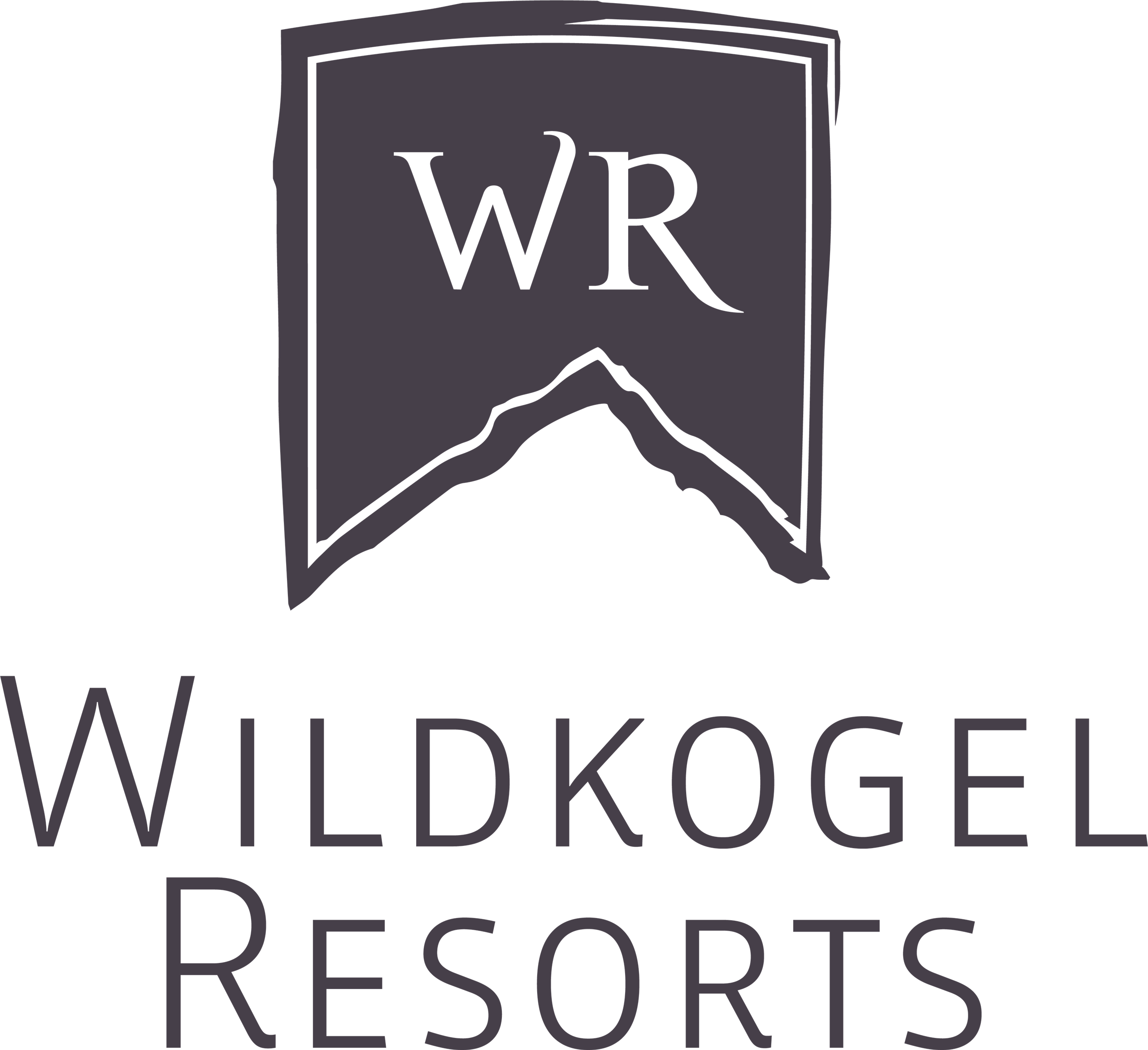 The logo of Wildkogel Resorts. It features the letters "WR" and a stylized mountain silhouette.
