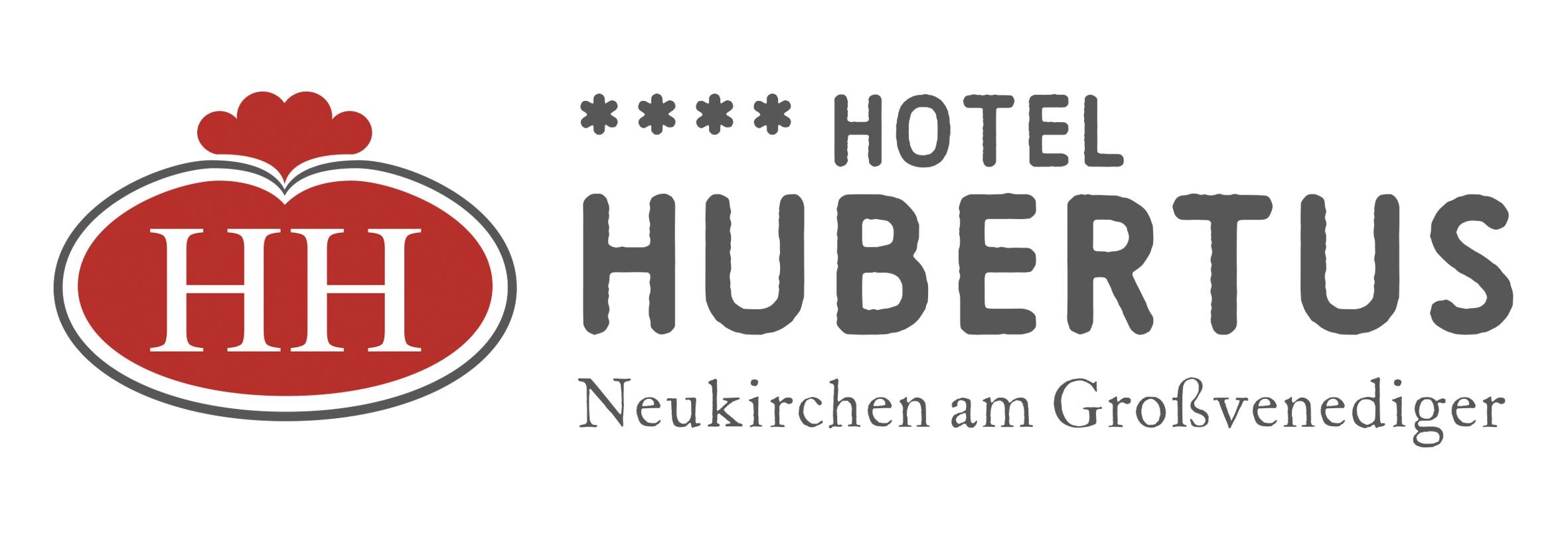 Das Hotel Hubertus in Neukirchen am Großvenediger bietet komfortable Unterkünfte. Das Logo zeigt den Namen des Hotels und eine stilisierte Darstellung.