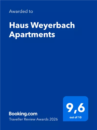 Awarded at House Weyerbach Apartments. Rating: 9.6 out of 10 for the Traveller Review Awards 2026.
