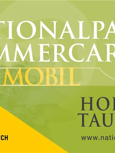 Eine Karte für den Nationalpark Hohe Tauern mit dem Hinweis "Sommercard Mobil". Die Karte fördert umweltfreundliche Mobilität im Nationalpark.